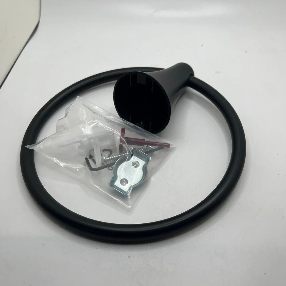 Modern Matte Black Metal Towel Ring Wall Mount Bathroom Hand‎ Towel Holder NIB